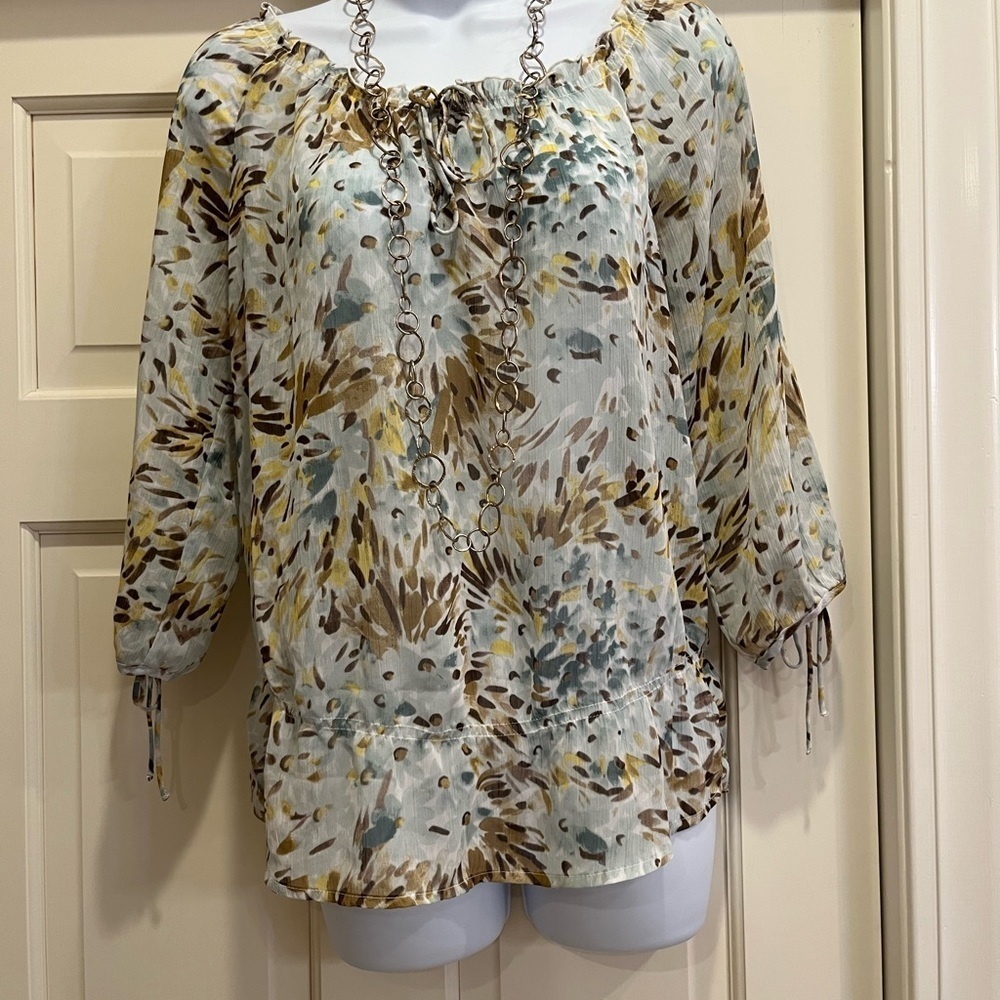𝅺Teal flowered old navy blouse